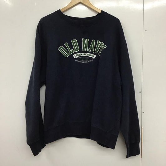 オールドネイビー OLD NAVY トレーナー 長袖 長袖トレーナー スウェット クルーネック プルオーバー XL ロゴ、文字 紺 / ネイビー /  メンズ USED 古着 中古 10135772