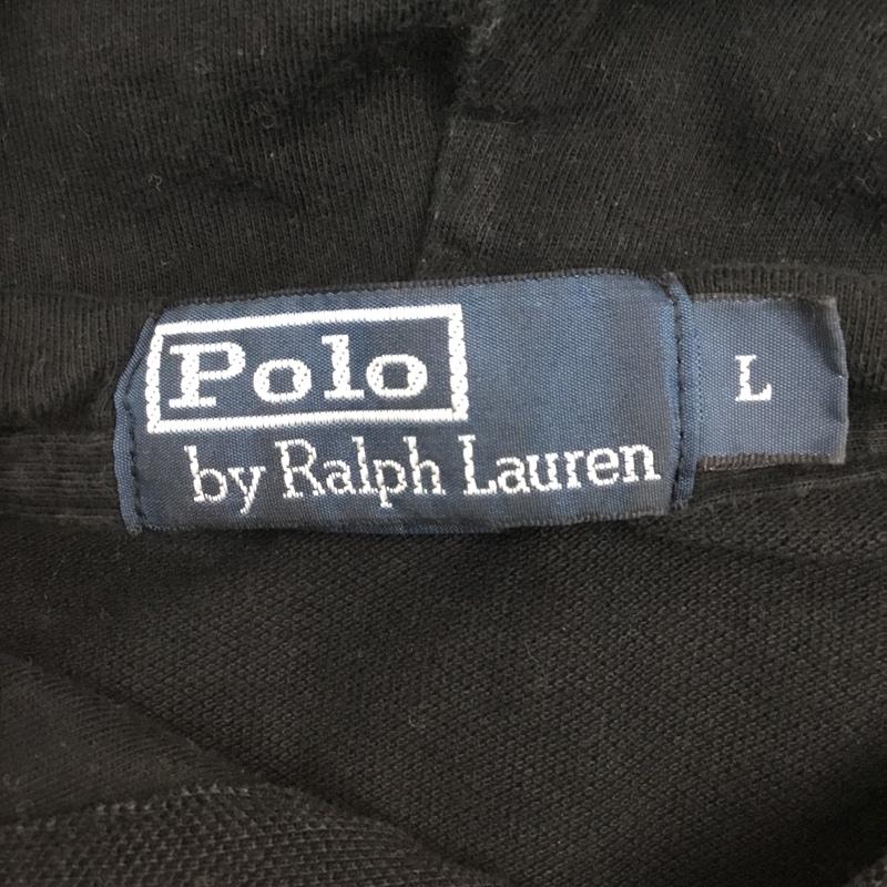 ポロバイラルフローレン Polo by RALPH LAUREN パーカー 長袖 鹿の子 プルオーバー L ワンポイント 黒 / ブラック /  メンズ USED 古着 中古 10117194