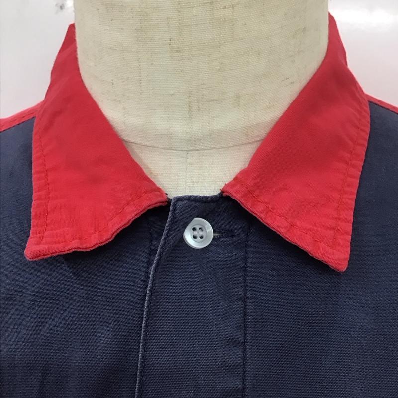 ヒューストン HOUSTON シャツ、ブラウス 長袖 長袖シャツ カラーシャツ ポケットシャツ 長袖カットソー M ロゴ、文字 紺 / ネイビー / X 赤 / レッド /  メンズ USED 古着 中古 10112820