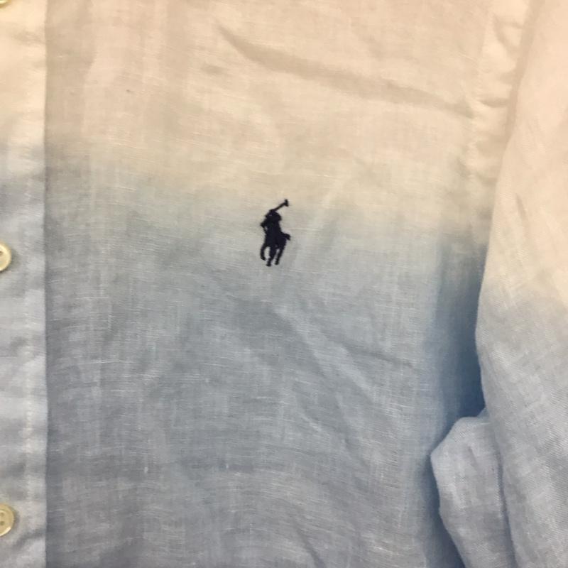 ラルフローレン RALPHLAUREN シャツ、ブラウス 長袖 長袖シャツ 無地シャツ カラーシャツ ボタンダウンシャツ M ロゴ、文字 水色 / ライトブルー /  メンズ USED 古着 中古 10137971