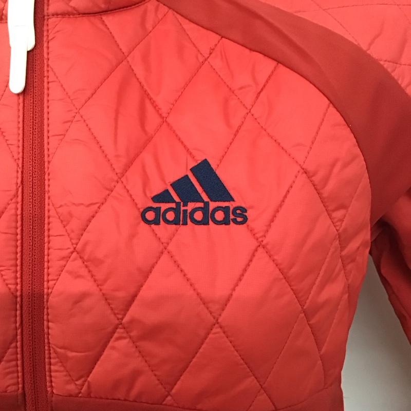 アディダス adidas ジャケット、上着 ジャンパー、ブルゾン M ロゴ、文字 赤 / レッド /  レディース USED 古着 中古 10128359