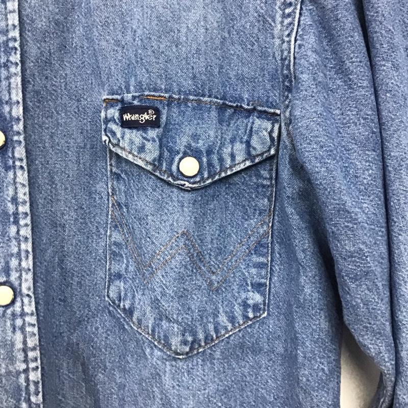 ラングラー Wrangler シャツ、ブラウス 長袖 長袖シャツ 無地シャツ カラーシャツ デニムシャツ usa製 90s 無地 インディゴ / インディゴ /  メンズ USED 古着 中古 10141507
