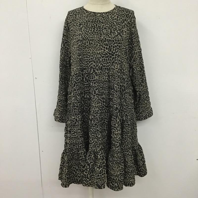 ザラ ZARA ワンピース ひざ丈スカート 5216 048 806 ティアードワンピース S ヒョウ柄・レオパード柄 黒 / ブラック / X ベージュ / ベージュ /  レディース USED 古着 中古 10107158