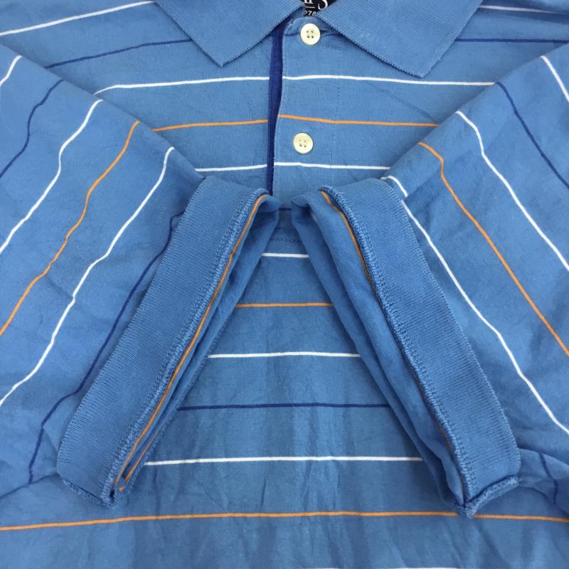 チャップス CHAPS ポロシャツ 半袖 L ボーダー柄 青 / ブルー /  メンズ USED 古着 中古 10133530