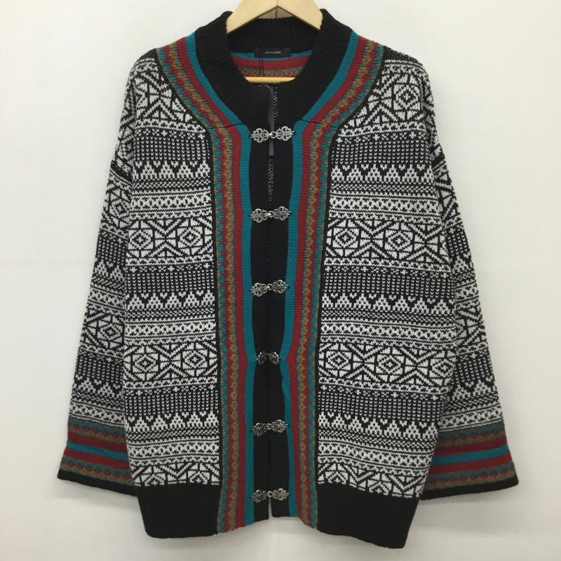 ジーナシス JEANASIS カーディガン 長袖 JS064146CF FREE 総柄 黒 / ブラック / X 赤 / レッド /  レディース USED 古着 中古 10141094