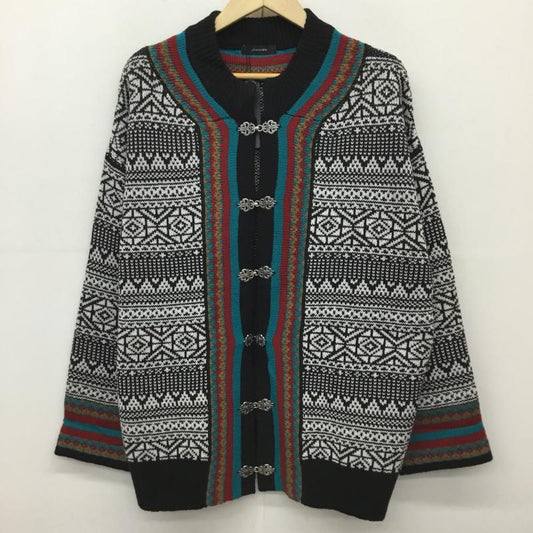 ジーナシス JEANASIS カーディガン 長袖 JS064146CF FREE 総柄 黒 / ブラック / X 赤 / レッド /  レディース USED 古着 中古 10141094