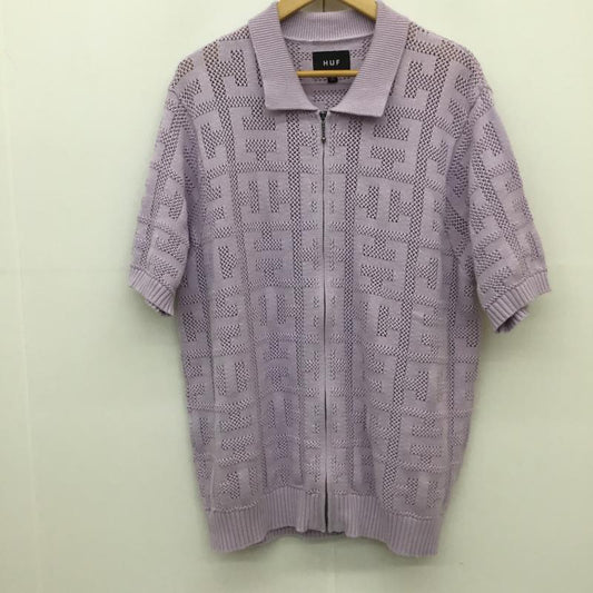 ハフ HUF ニット、セーター 半袖 MONOGRAM JACQUARD ZIP SWEATER L  紫 / パープル /  メンズ USED 古着 中古 10130857