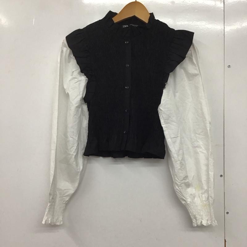ザラ ZARA シャツ、ブラウス 長袖 長袖シャツ 無地シャツ ノーカラーシャツ XS 無地 白 / ホワイト / X 黒 / ブラック /  レディース USED 古着 中古 10144206