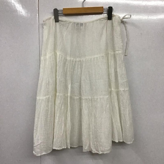 アニエス・ベー agnes b. スカート ひざ丈スカート コットン ガーゼ ティアード 44 無地 白 / ホワイト /  レディース USED 古着 中古 10116702