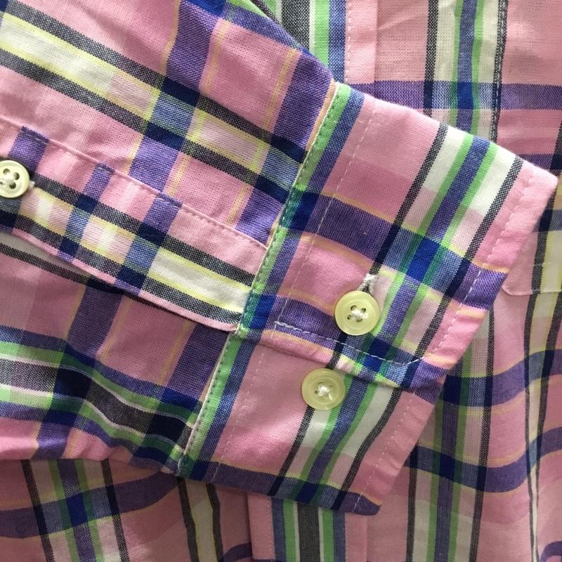 ブルックスブラザーズ BROOKS BROTHERS シャツ、ブラウス 長袖 ボタンダウン 胸ポケット M チェック 桃 / ピンク /  メンズ USED 古着 中古 10111599