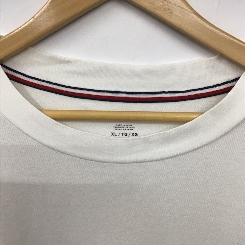 トミーヒルフィガー TOMMY HILFIGER Tシャツ 半袖 半袖カットソー 無地Tシャツ クルーネックカットソー XL ロゴ、文字 白 / ホワイト /  メンズ USED 古着 中古 10132420