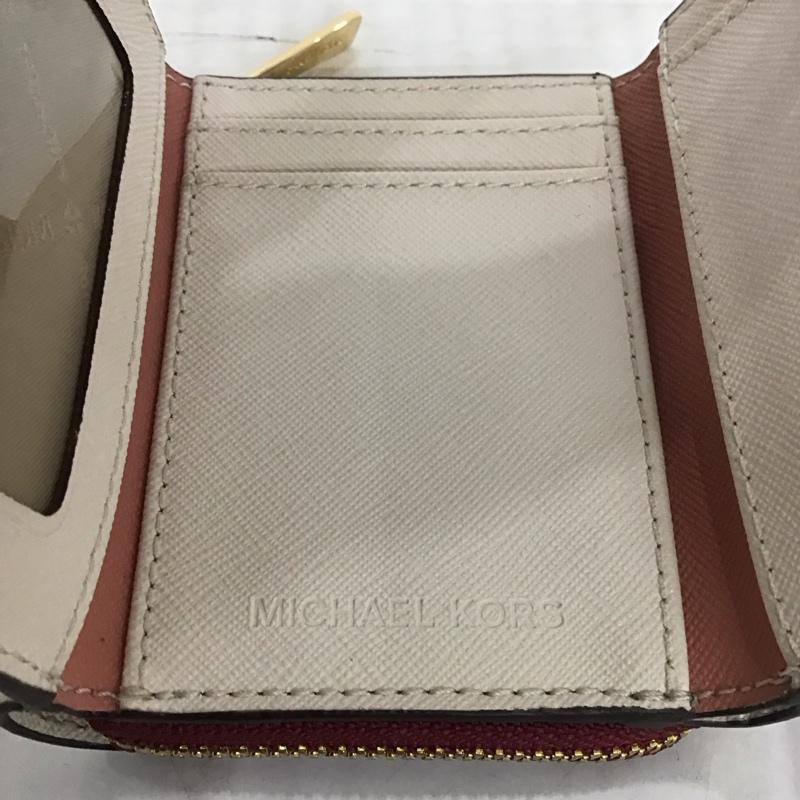 マイケルコース MICHAEL KORS 財布 コンパクト財布 35F1GTVZ5L 三つ折り財布 ロゴ、文字 桃 / ピンク /  レディース USED 古着 中古 10111521