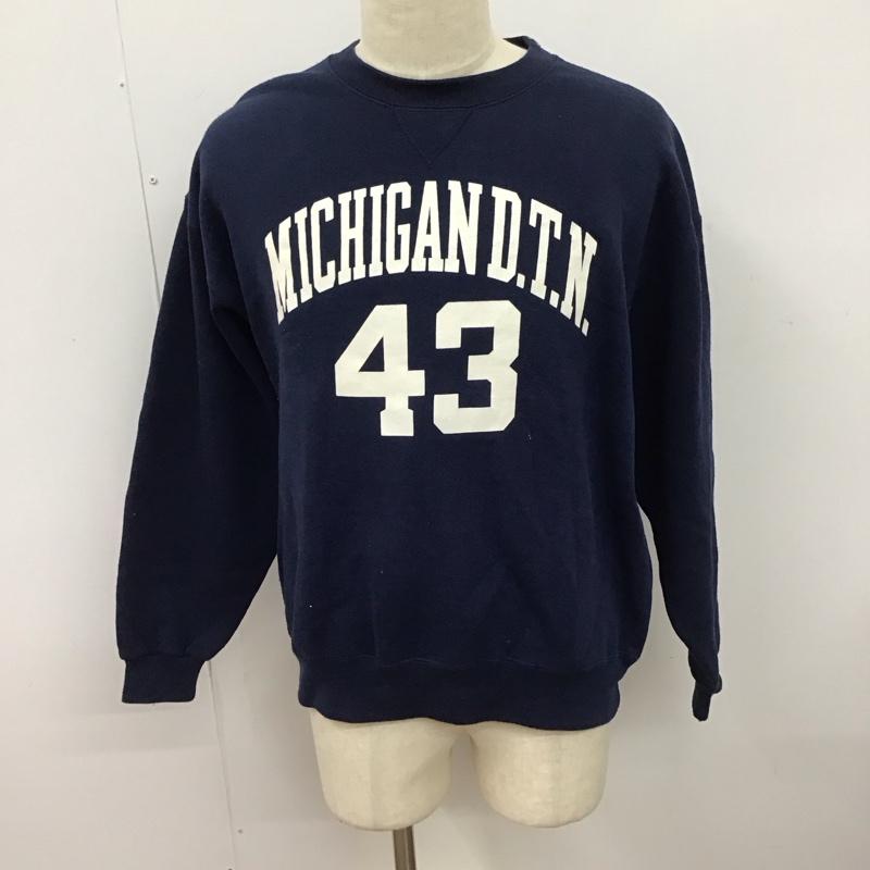 ソフィー SOFFE トレーナー 長袖 長袖トレーナー スウェット クルーネック リブスウェットカットソー L ロゴ、文字 紺 / ネイビー /  メンズ USED 古着 中古 10123760