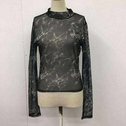 エックスガール X-girl カットソー 長袖 05192322 シースルー シアー スタンドネック 1 総柄 黒 / ブラック /  レディース USED 古着 中古 10122673