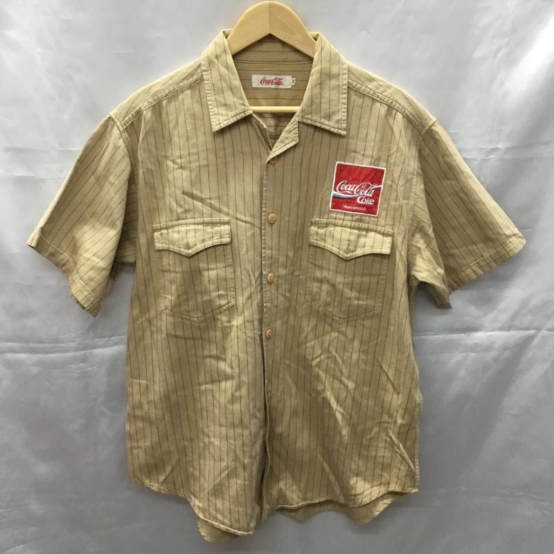 コカコーラ Coca Cola シャツ、ブラウス 半袖 M ストライプ ベージュ / ベージュ /  メンズ USED 古着 中古 10109717