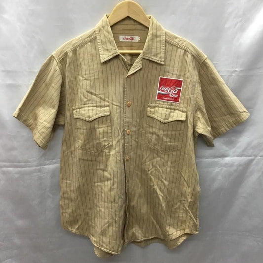 コカコーラ Coca Cola シャツ、ブラウス 半袖 M ストライプ ベージュ / ベージュ /  メンズ USED 古着 中古 10109717