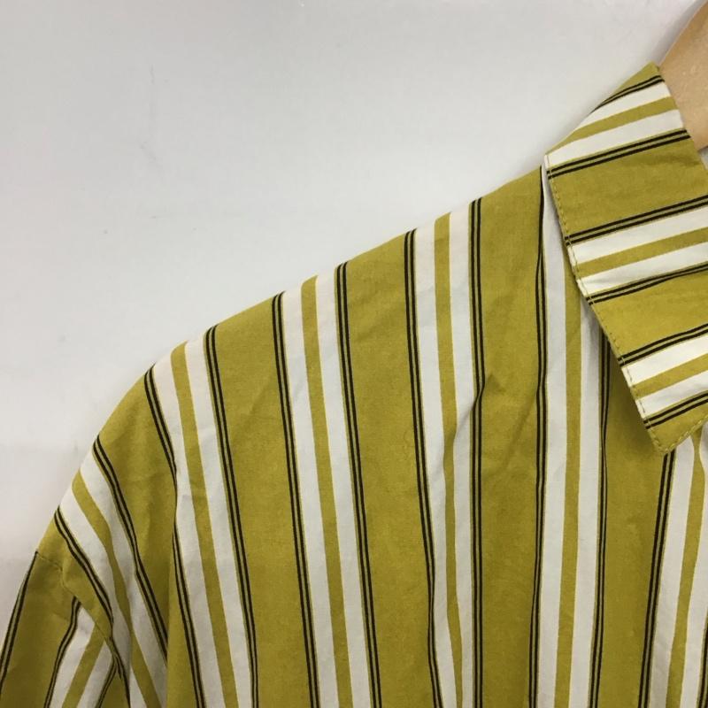 アイテムズ アーバンリサーチ ITEMS URBAN RESEARCH ワンピース ロングスカート 長袖シャツワンピース フロントボタン ロングワンピース FREE ストライプ 白 / ホワイト / X マスタード / マスタード /  レディース USED 古着 中古 10149049
