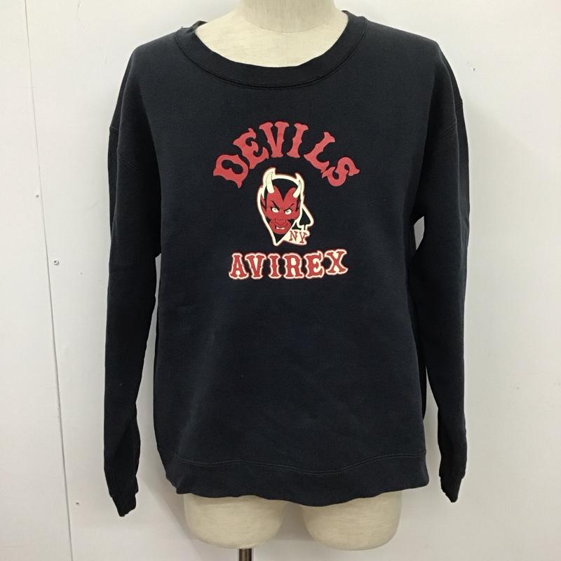 アヴィレックス AVIREX トレーナー 長袖 長袖 6号 プリント 紺 / ネイビー /  メンズ USED 古着 中古 10124938