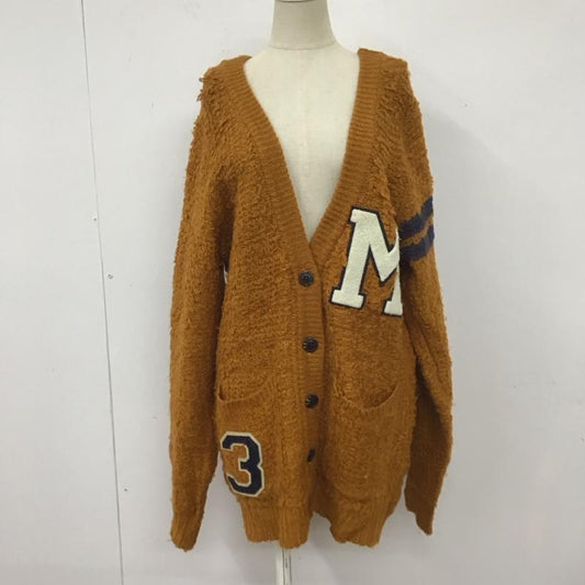 マウジー MOUSSY カーディガン 長袖 0105AT70-5060 Vネック ロング丈 FREE ワンポイント キャメル / キャメル /  レディース USED 古着 中古 10107942