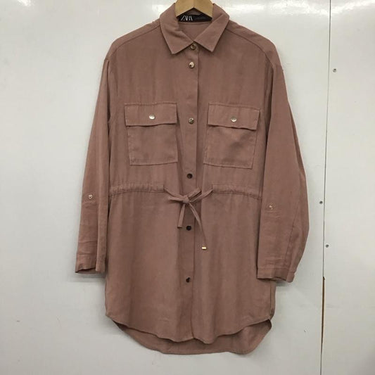 ザラ ZARA ジャケット、上着 ジャケット、ブレザー 7102 224 646 シャツジャケット ロング丈 S 無地 桃 / ピンク /  レディース USED 古着 中古 10139236