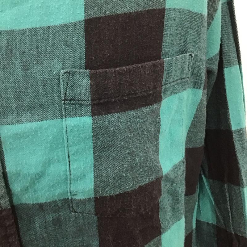 古着 USED シャツ、ブラウス 長袖 L チェック 黒 / ブラック / X 緑 / グリーン /  メンズ USED 古着 中古 10107046