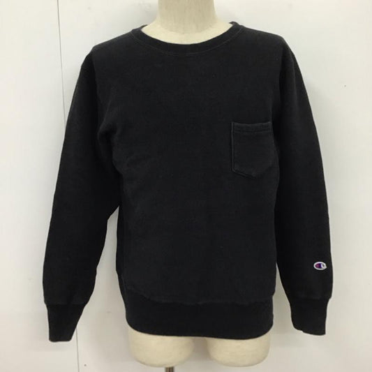 チャンピオン Champion トレーナー 長袖 長袖トレーナー スウェット 長袖カットソー クルーネックカットソー M 無地 黒 / ブラック /  メンズ USED 古着 中古 10111646