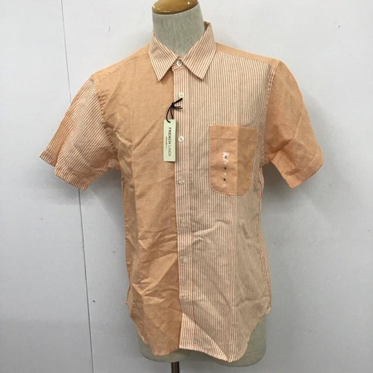 エディーバウアー Eddie Bauer シャツ、ブラウス 半袖 S ストライプ 白 / ホワイト / X 橙 / オレンジ /  メンズ USED 古着 中古 10111206