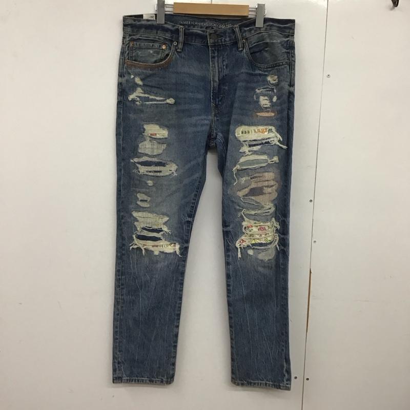 アメリカンイーグル AMERICANEAGLE パンツ デニム、ジーンズ デニムパンツ スリムパンツ カジュアルパンツ 34インチ ダメージ加工 インディゴ / インディゴ /  メンズ USED 古着 中古 10148149