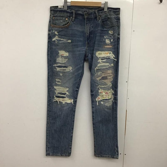 アメリカンイーグル AMERICANEAGLE パンツ デニム、ジーンズ デニムパンツ スリムパンツ カジュアルパンツ 34インチ ダメージ加工 インディゴ / インディゴ /  メンズ USED 古着 中古 10148149