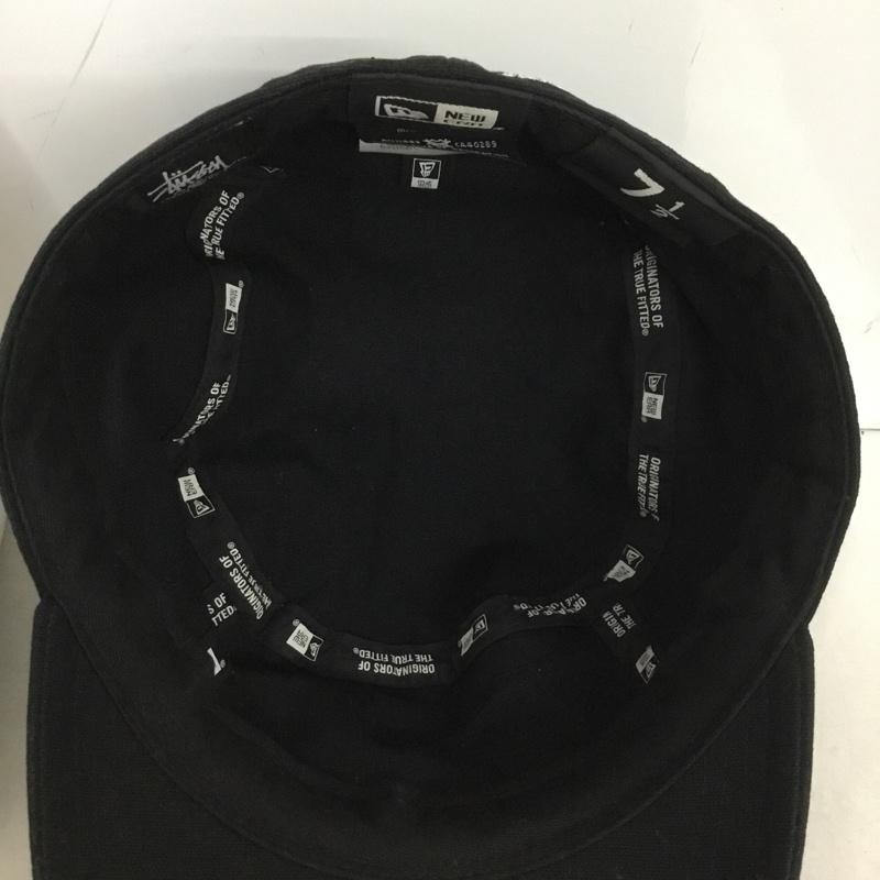 ステューシー STUSSY 帽子 キャップ NEW ERA コットン ワークキャップ ロゴ、文字 黒 / ブラック /  メンズ USED 古着 中古 10148444