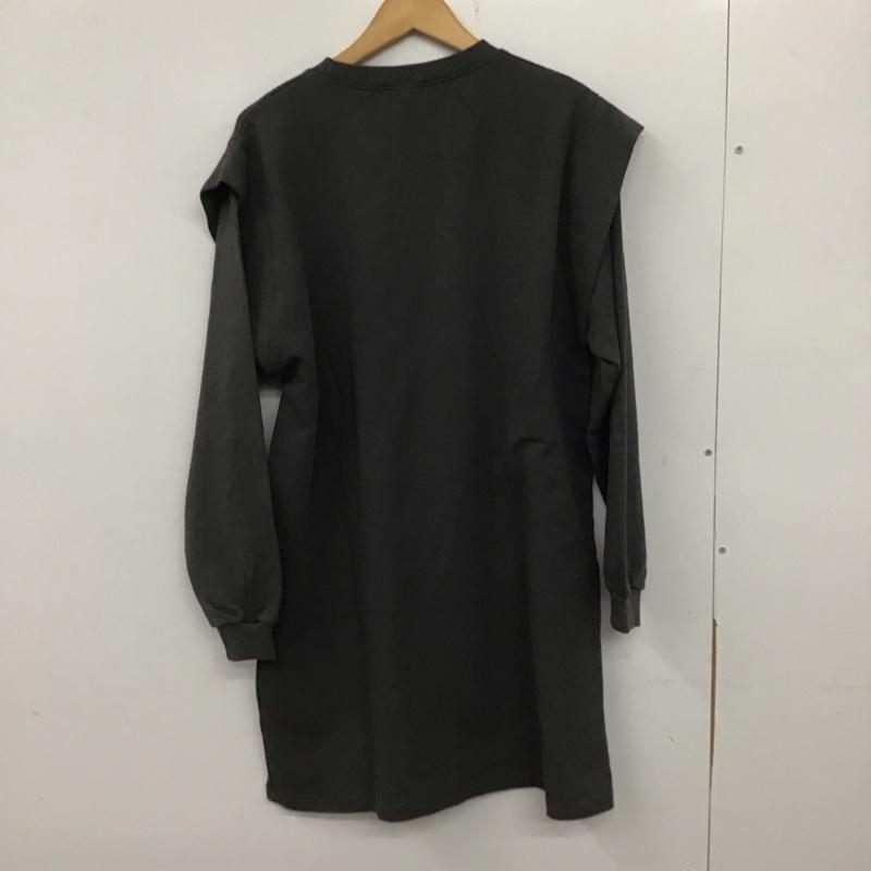 ザラ ZARA ワンピース ひざ丈スカート M ロゴ、文字 X プリント チャコールグレー / チャコールグレー /  レディース USED 古着 中古 10139859