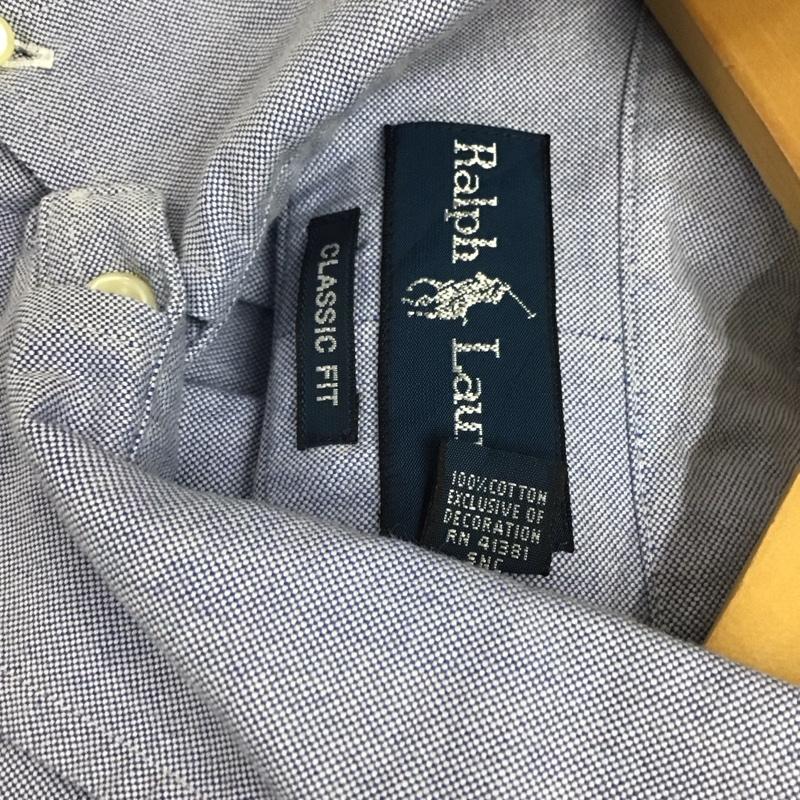 ラルフローレン RALPHLAUREN シャツ、ブラウス 長袖 長袖シャツ 無地シャツ カラーシャツ ボタンダウンシャツ ロゴ、文字 水色 / ライトブルー /  メンズ USED 古着 中古 10129477