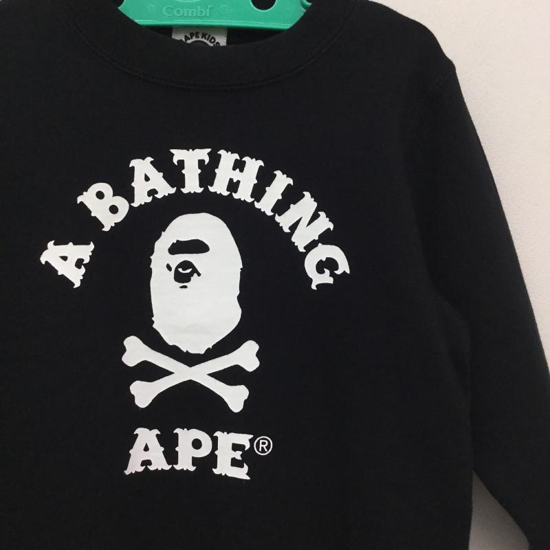 アベイシングエイプ A BATHING APE トレーナー 長袖 100cm ロゴ、文字 X プリント 黒 / ブラック /  ボーイズ USED 古着 中古 10134375