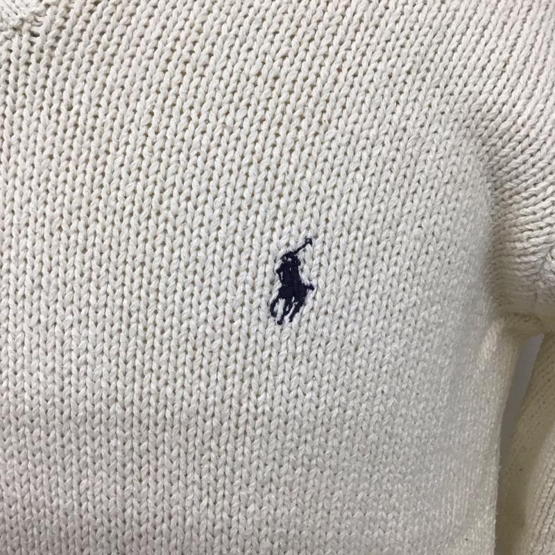 ポロバイラルフローレン Polo by RALPH LAUREN ニット、セーター 長袖 長袖ニットカットソー ニット セーター Vネックニット S ロゴ、文字 白 / ホワイト /  メンズ USED 古着 中古 10117259