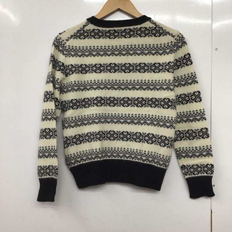 ブルックスブラザーズ BROOKS BROTHERS ニット、セーター 長袖 長袖ニットカットソー クルーネック セーター M プリント 白 / ホワイト / X 黒 / ブラック /  レディース USED 古着 中古 10145089