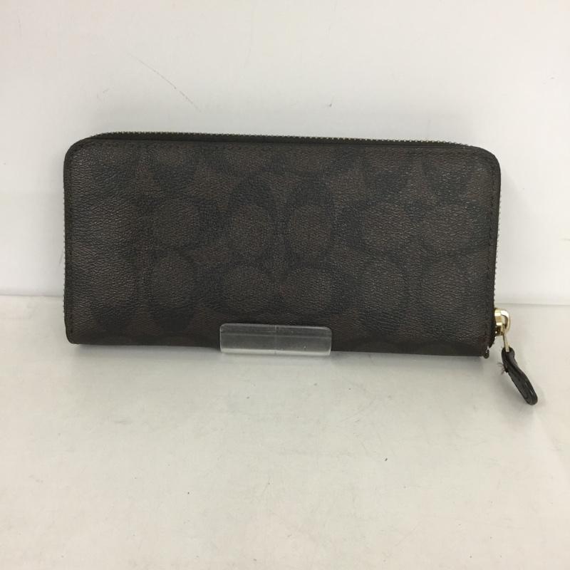 コーチ COACH 財布 長財布 F59267 ラウンドファスナー シグネチャー ロゴ、文字 黒 / ブラック / X 茶 / ブラウン /  レディース USED 古着 中古 10134630