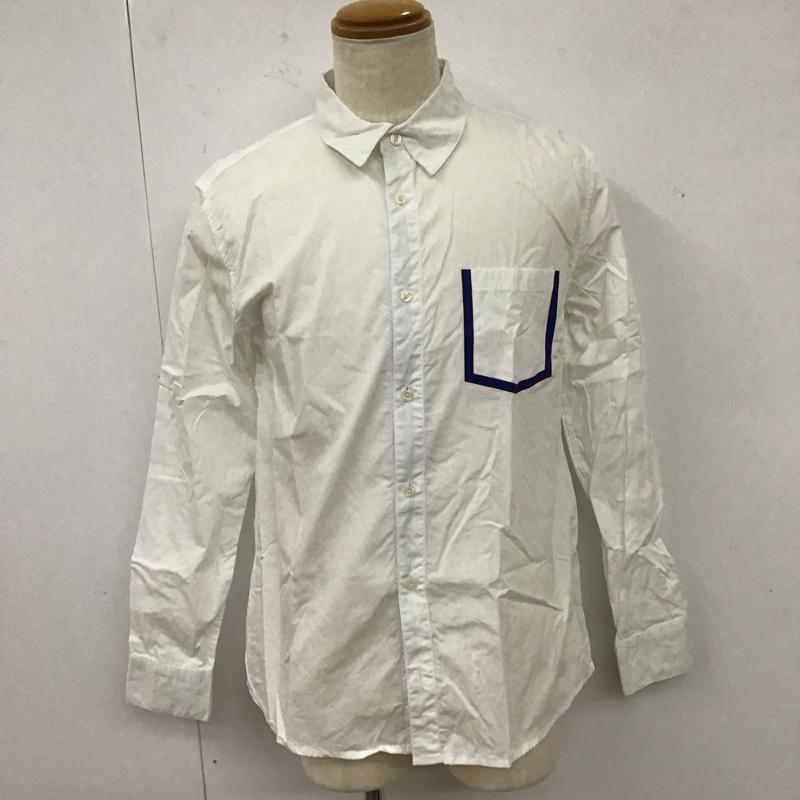 ナノベース nano base シャツ、ブラウス 長袖 BA82SHL021CO 胸ポケット XL 無地 白 / ホワイト / X 紺 / ネイビー /  メンズ USED 古着 中古 10118110