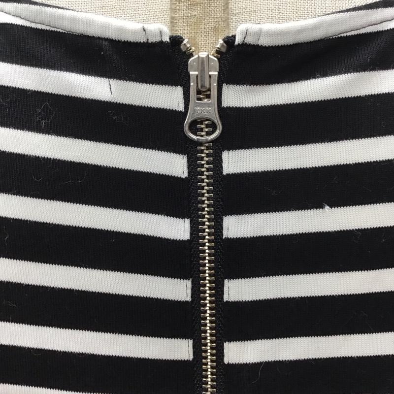 ユナイテッドアローズグリーンレーベルリラクシング UNITED ARROWS green label relaxing カットソー 半袖 3612-225-1407 後ろファスナー ボーダー柄 白 / ホワイト / X 黒 / ブラック /  レディース USED 古着 中古 10117039