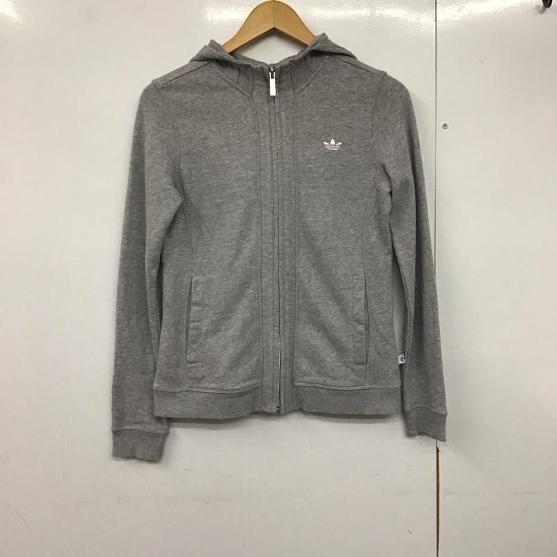アディダス adidas パーカー 長袖 ジップパーカー 38 無地 灰 / グレー /  レディース USED 古着 中古 10142788