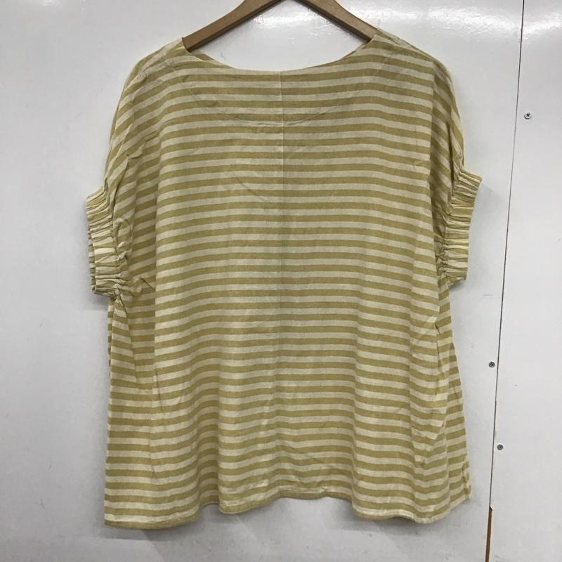 サマンサモスモス Samansa Mos2 カットソー 半袖 ノースリーブカットソー クルーネック ボーダー FREE ボーダー柄 白 / ホワイト / X 黄 / イエロー /  メンズ USED 古着 中古 10132653