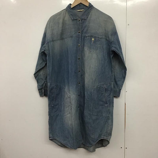 スタディオクリップ studio CLIP ワンピース ロングスカート 長袖シャツワンピース ロングワンピース デニム L 無地 インディゴ / インディゴ /  レディース USED 古着 中古 10145408