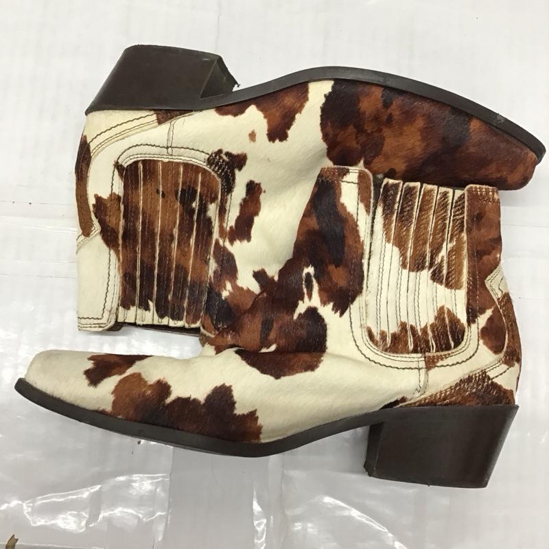 ザラ ZARA ブーツ ショートブーツ 6166 001 202 サイドゴア 牛柄 EU39 アニマル柄 茶 / ブラウン / X ベージュ / ベージュ /  レディース USED 古着 中古 10118137