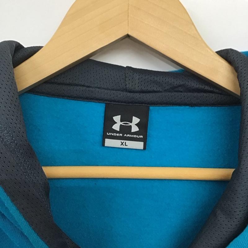 アンダーアーマー UNDER ARMOUR パーカー 長袖 長袖パーカー プルオーバーパーカー スウェット XL ロゴ、文字 青 / ブルー /  メンズ USED 古着 中古 10141791