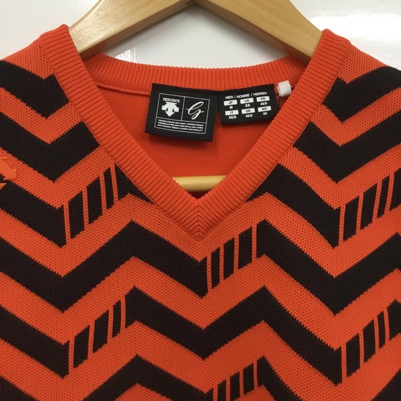 デサント DESCENTE ベスト ベスト DGMMJL81 ジャカード ニットベスト Vネック タグ付き M  橙 / オレンジ / X 黒 / ブラック /  メンズ USED 古着 中古 10136503