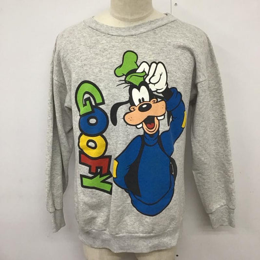 ディズニー Disney トレーナー 長袖 長袖トレーナー スウェット クルーネック リブスウェットカットソー 80s 古着 L プリント 灰 / グレー /  メンズ USED 古着 中古 10124090