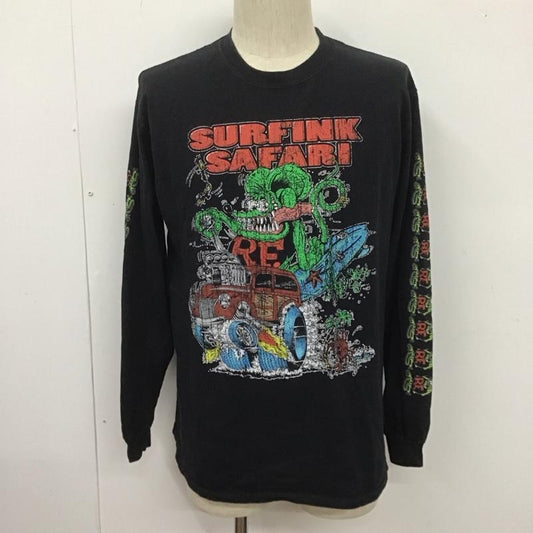 ギルダン GILDAN カットソー 長袖 長袖カットソー クルーネックカットソー ロングスリーブカットソー プリントTシャツ M プリント 黒 / ブラック /  メンズ USED 古着 中古 10108494