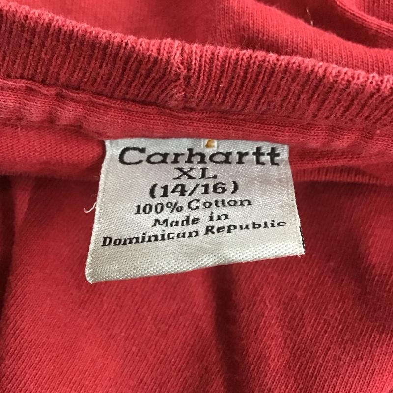 カーハート Carhartt カットソー 長袖 長袖カットソー プリントカットソー クルーネック XL ロゴ、文字 赤 / レッド /  メンズ USED 古着 中古 10126798