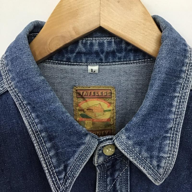 古着 USED シャツ、ブラウス 長袖 長袖シャツ 無地シャツ カラーシャツ デニムシャツ L 無地 インディゴ / インディゴ /  メンズ USED 古着 中古 10148985