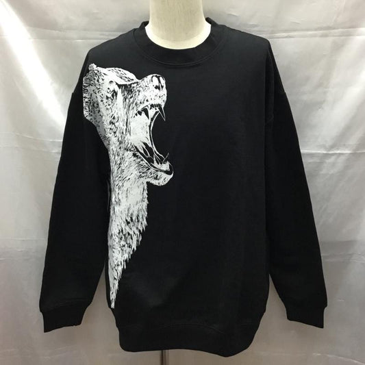 アレキサンダーマックイーン ALEXANDERMCQUEEN トレーナー 長袖 長袖スウェット 長袖トレーナー リブカットソー 長袖カットソー プリントトレーナー M プリント 黒 / ブラック /  メンズ USED 古着 中古 10109591