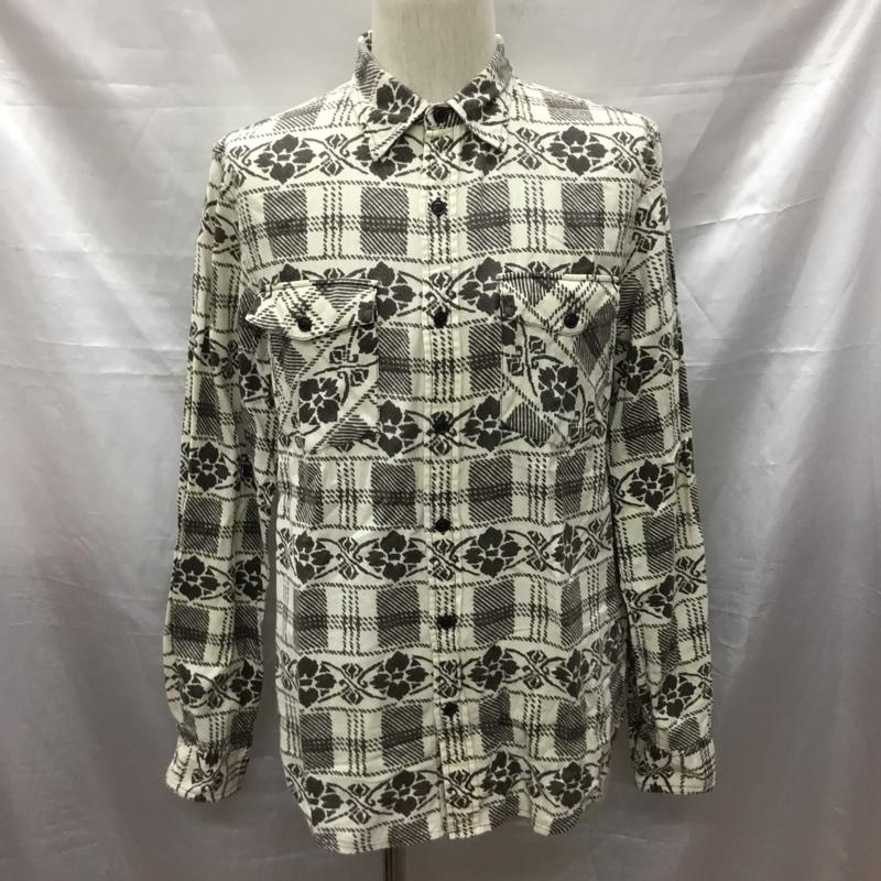 デニム アンド サプライ DENIM & SUPPLY シャツ、ブラウス 長袖 胸ポケット M 総柄 アイボリー / アイボリー / X ダークブラウン / ダークブラウン /  メンズ USED 古着 中古 10117160